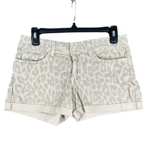 Cloth & Stone Chino Shorts Beige Leopard Print Stretchcore USA Womens 28